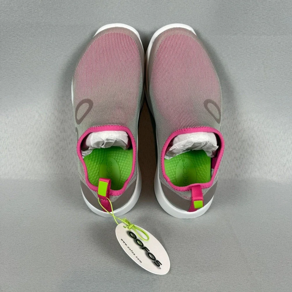 Oofos OOmg Sport Recovery Sneakers Womens 6 Fuchsia White Slip-On Light New NIB